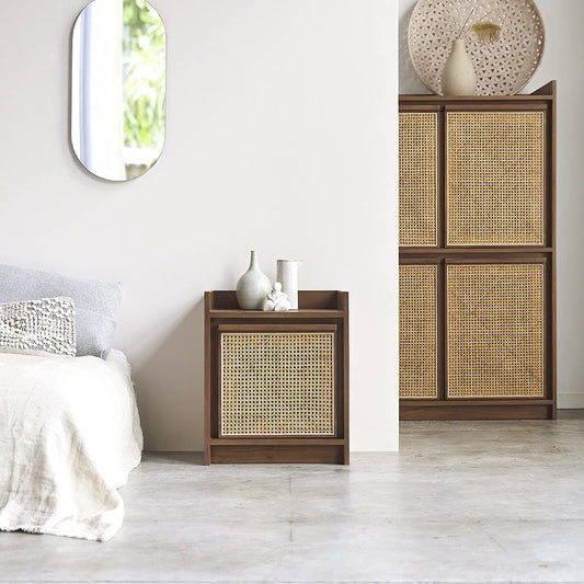 Solid Teak and cane work Bedside Table