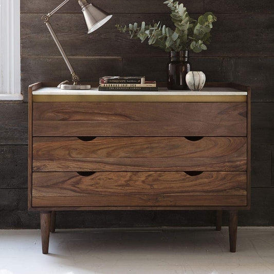 Side Board Cabinet Chest of Drawers for Living Room/Bed Room (Mango Wood 3 Drawers)