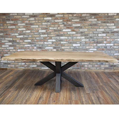 Acacia Top Living Edge Dining Table with Iron Legs | Dinning Room Furniture | Custom Available