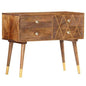 Furniture Console Desk with 4 Drawers, Mango Wood, Chestnut | Brass Inlay, One Size  In Stock