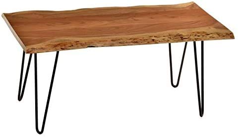Hairpin Natural Live Edge Wood with Metal 48" Bench