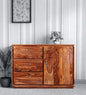Wooden Sideboard Cabinet for Living Room | Kitchen Storage Side Board with 3 Drawers & Cabinet | Sheesham Wood (Honey Finish)