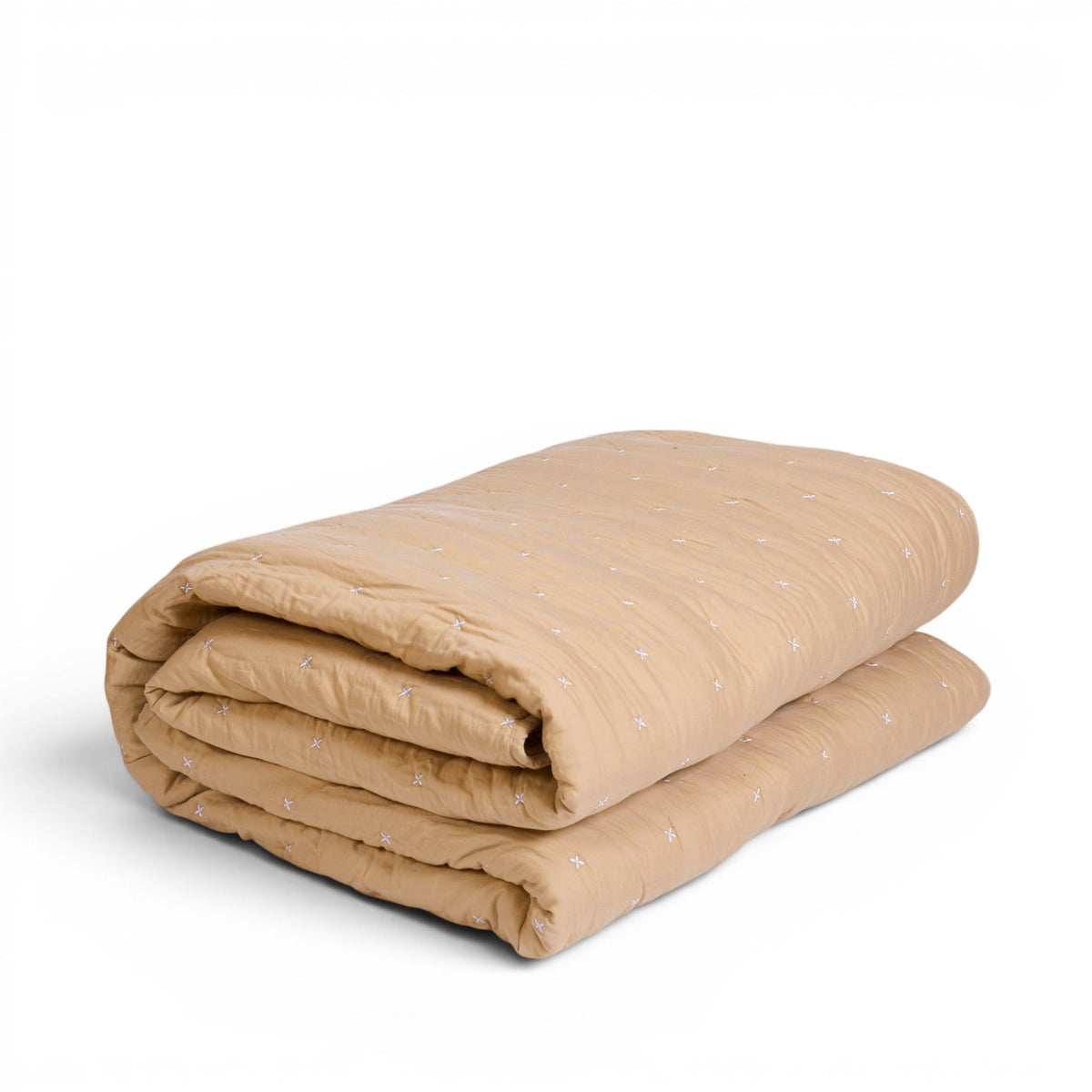 Beige 300TC Fine Cotton Quilted Bed Set – Diamond Pattern Tuck Quilting