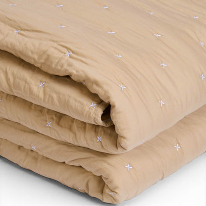 Beige 300TC Fine Cotton Quilt – Diamond Pattern Tuck Quilting