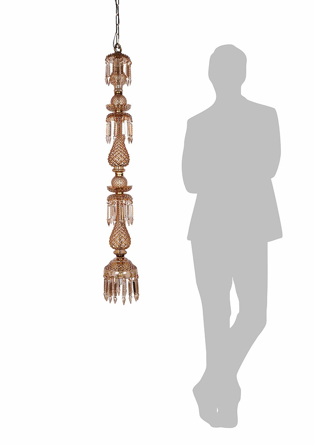 Grand Golden Luster Glass Pendant Light with Hand-Cut Crystals, 127 cm