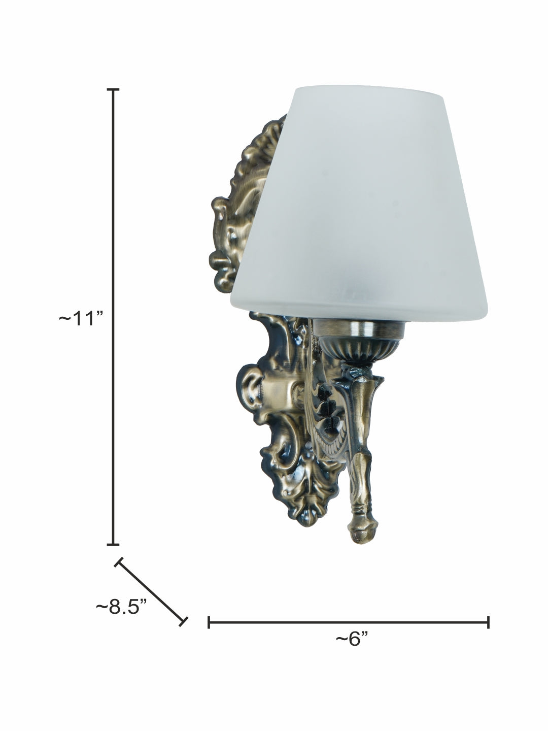 Brass Antique Glass Mild Steel 1-Light Wall Sconce – 27.9 cm
