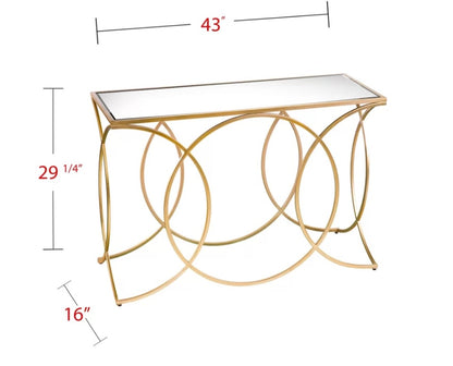 Chic Mirrored Gold Geometric Console Table for Entryway, Living Room, Sofa Accent