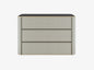 Modern Japan Faux Leather 3-Drawer Chest: Brass Accents, Curved Design Storage