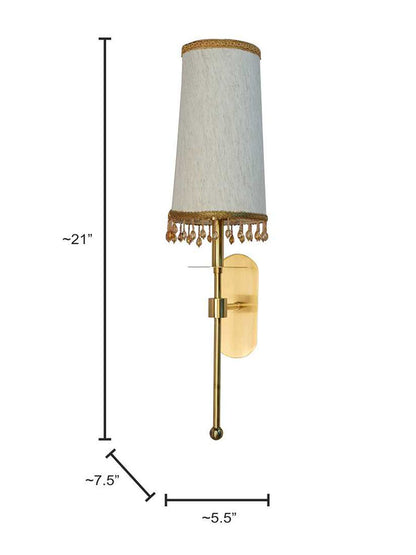Elegant Antique Brass Long Arm Wall Sconce with Beaded Tassel Shade