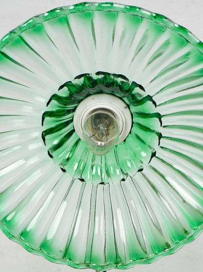 Modern Industrial Green Ribbed Glass Adjustable Gooseneck Wall Sconce