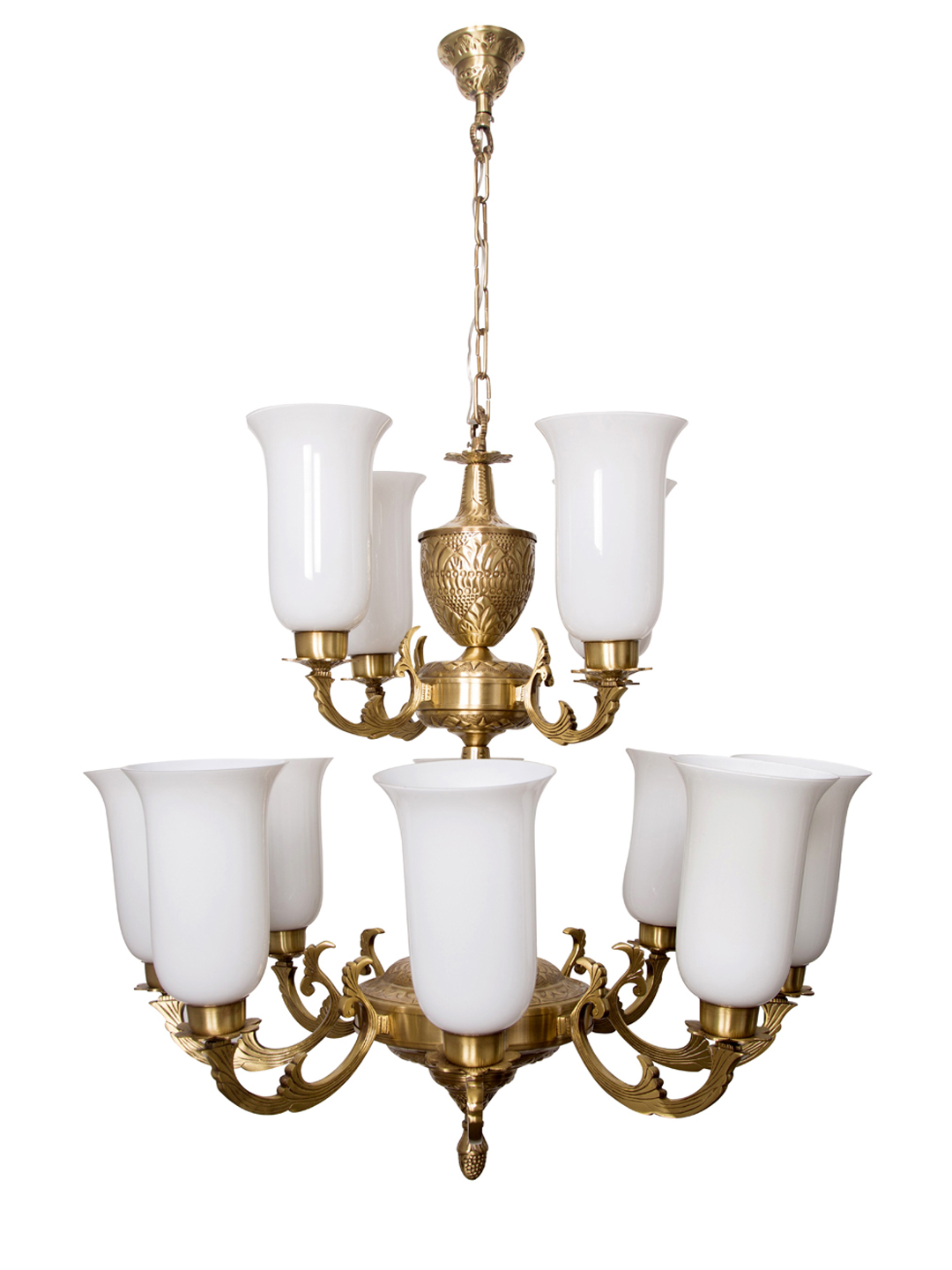 Brass Antique 2-Tier Brass Chandelier – 12 Lights