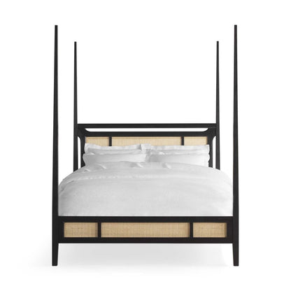 Premium Brock Cane Poster Bed with Walnut Finish