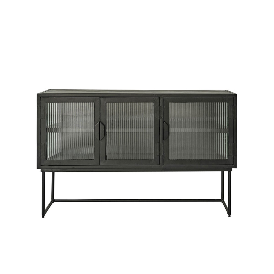 Gatsby Mirrored Metal & Corrugated Glass Sideboard – Elegant Storage