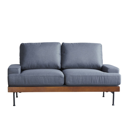 Brooklyn Two-Seater Anthracite Wooden Sofa with Walnut Finish