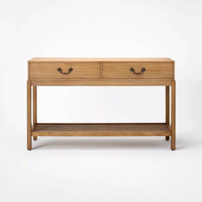 Woven Base Console Table Brown