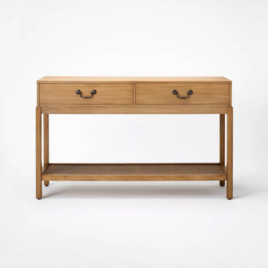 Woven Base Console Table Brown