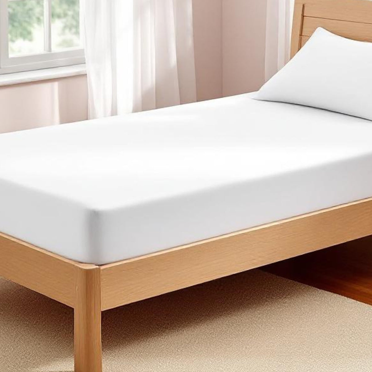 200TC Fitted Sheet Set – White Cotton Percale | Twin, Queen & King