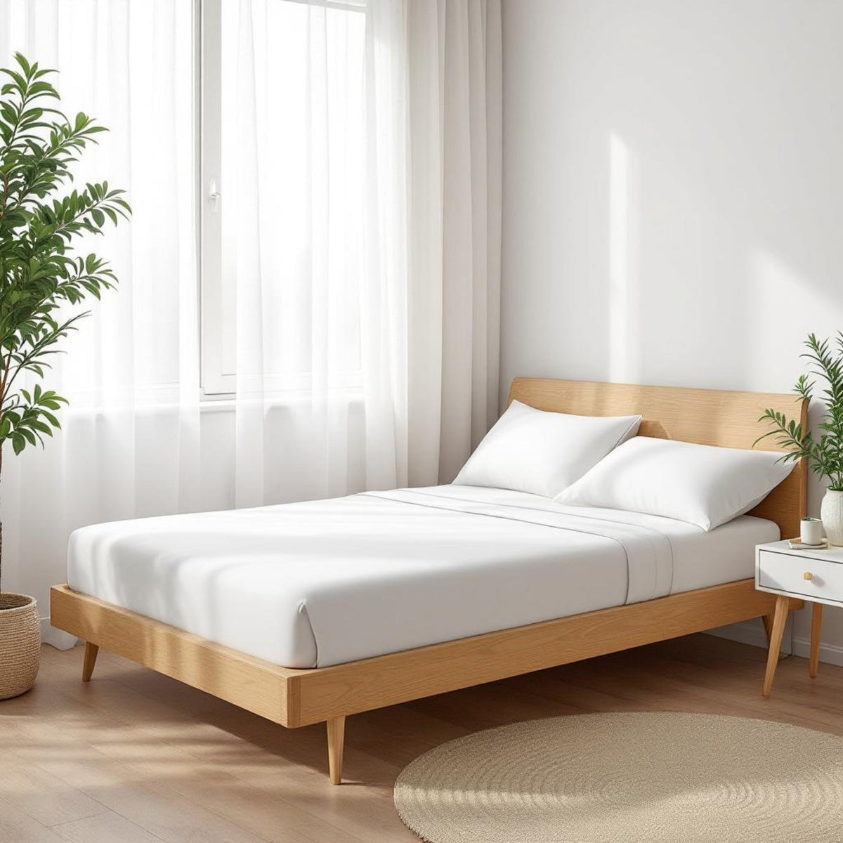200TC Flat Sheet Set – White Cotton Percale | Twin, Queen & King