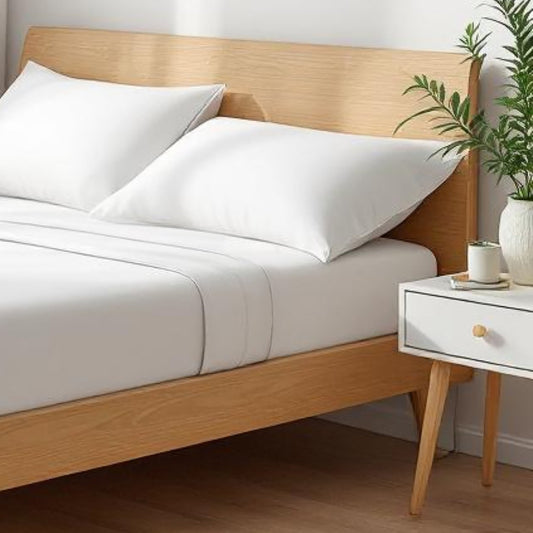 200TC Flat Sheet Set – White Cotton Percale | Twin, Queen & King