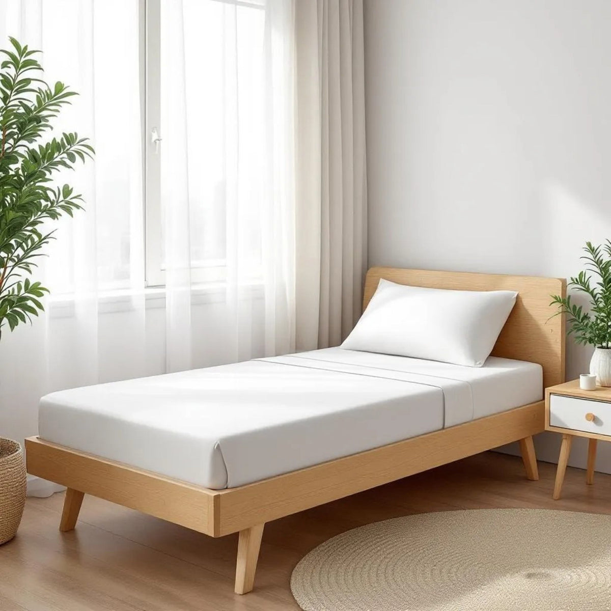 200TC Flat Sheet Set – White Cotton Percale | Twin, Queen & King