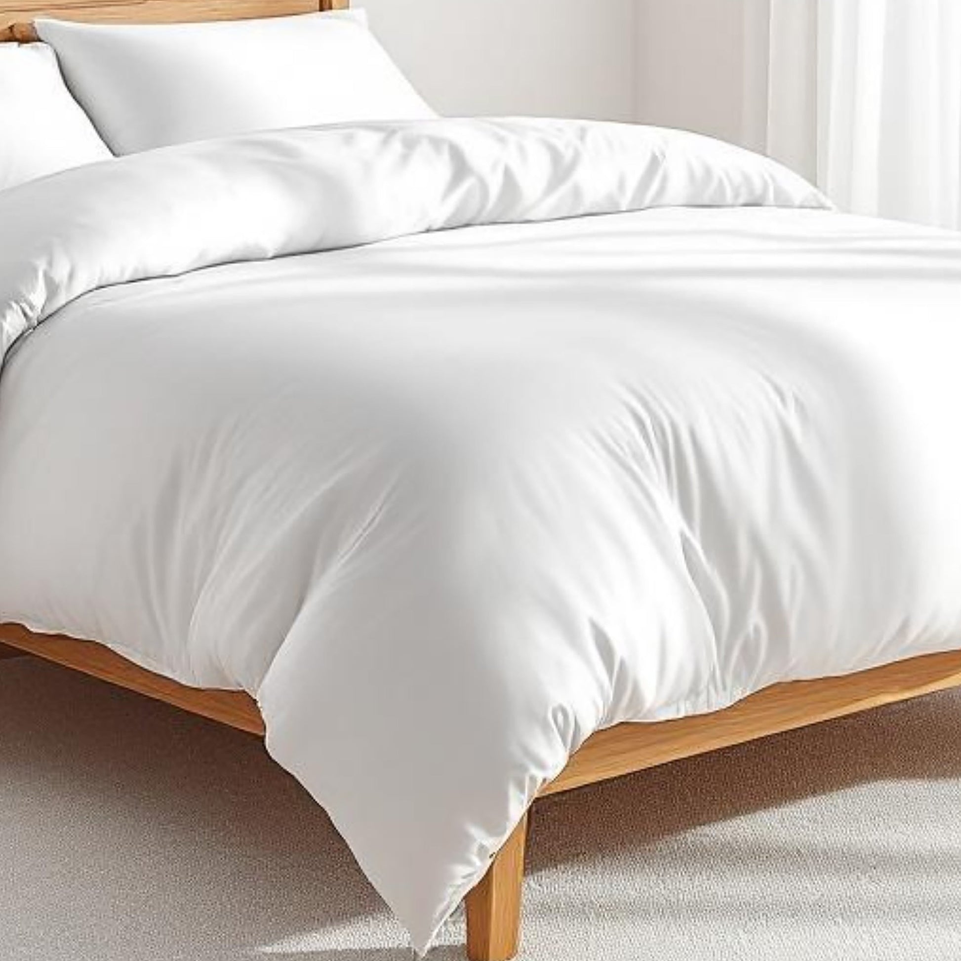 200TC Premium White Cotton Percale Duvet Cover Queen & King