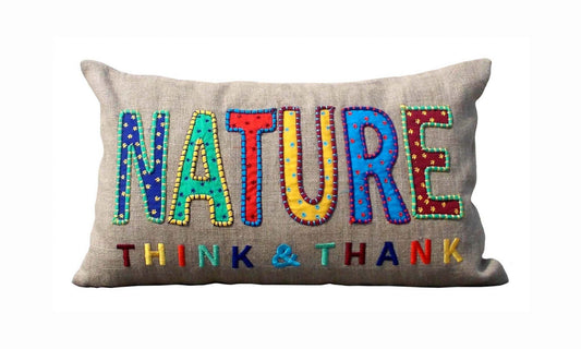 Nature Bohemian Linen Pillow Cover – Vibrant Multicolour Applique – 30×50 cm