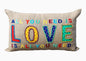 Pillow Talk LOVE Boho Linen Pillow Cover with Vibrant Rajasthan Embroidery
