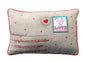 Vintage Postcard Style Valentine Linen Pillow Cover Red Turquoise