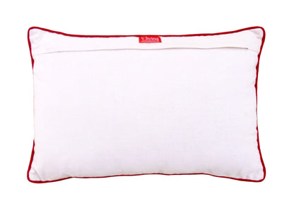 Vintage Postcard Style Linen Valentine Pillow Cover with Rose Embroidery