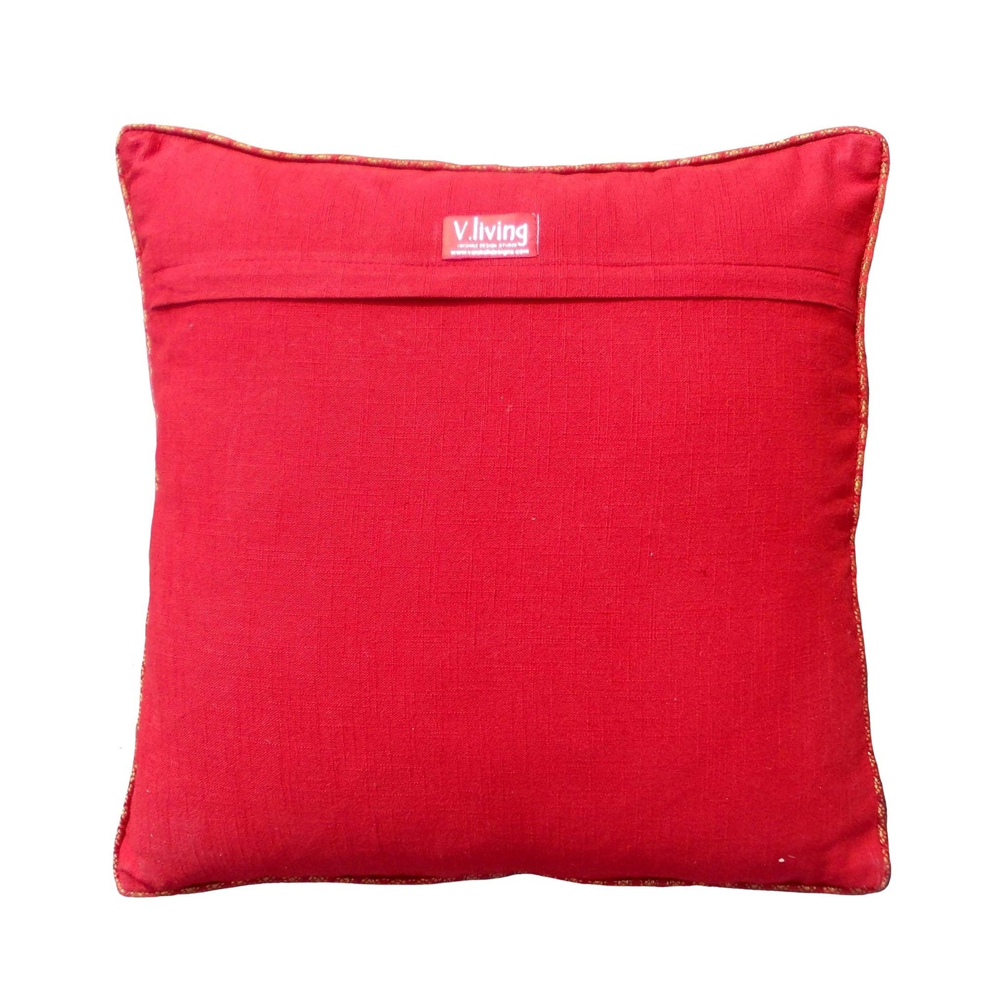 Valentine Hearts Linen Pillow Cover with Red Brocade – 3 Sizes