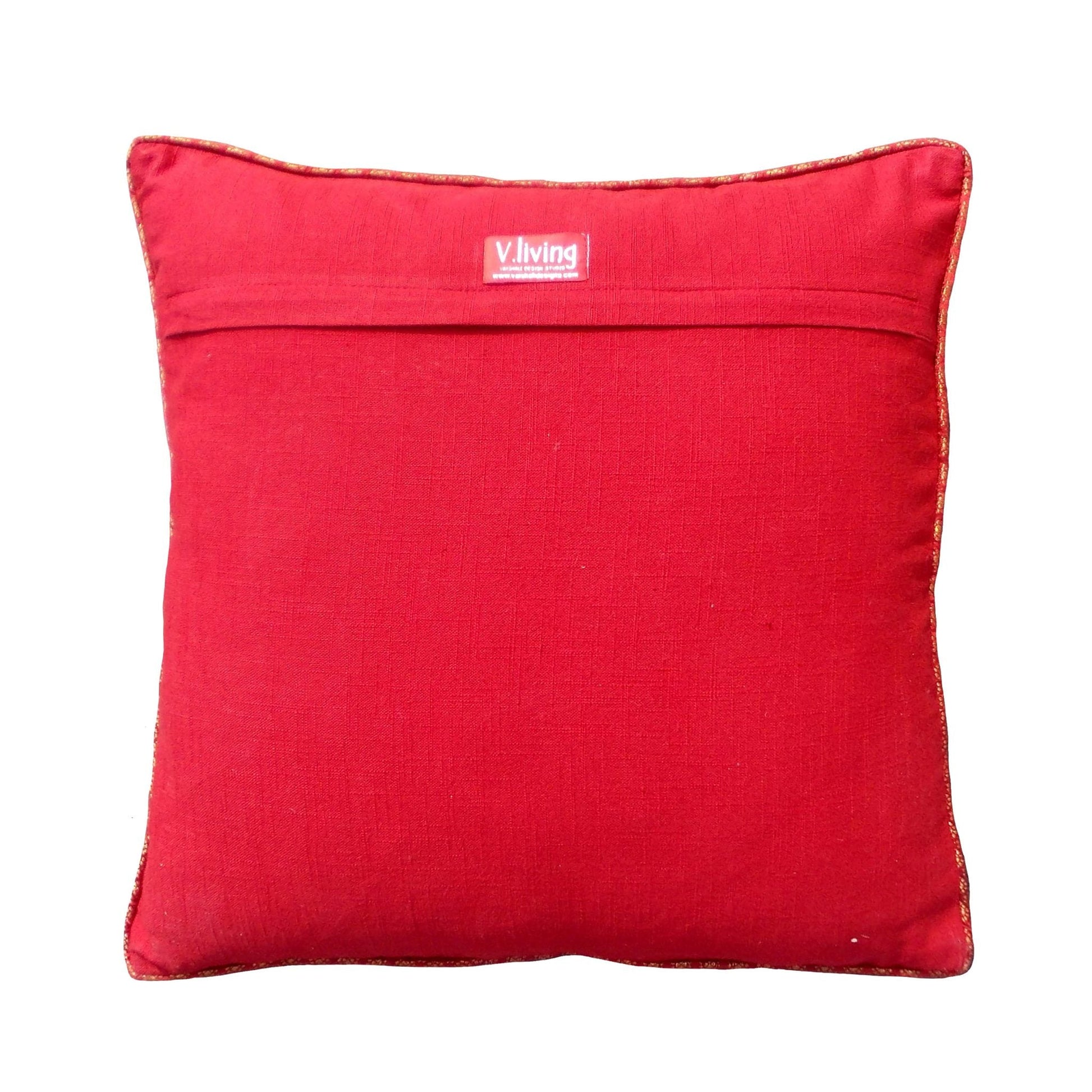 Valentine Hearts Linen Pillow Cover with Red Brocade – 3 Sizes