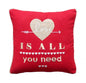 Romantic Red and Linen Heart Motif Valentine Pillow Cover