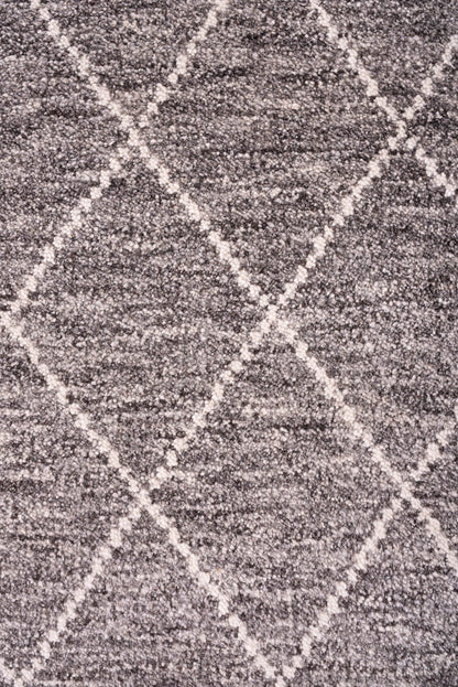 Hand Tufted Moroccan Grey White Wool Rug – Boho Luxury