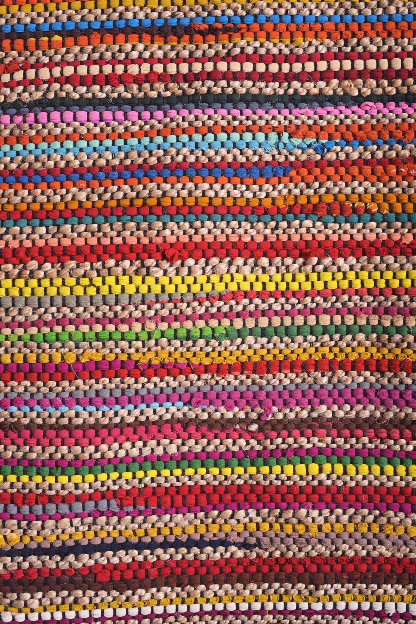 Handwoven Multicolour Chindi Jute Rug – Vibrant Boho Décor