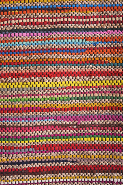 Handwoven Multicolour Chindi Jute Rug – Vibrant Boho Décor