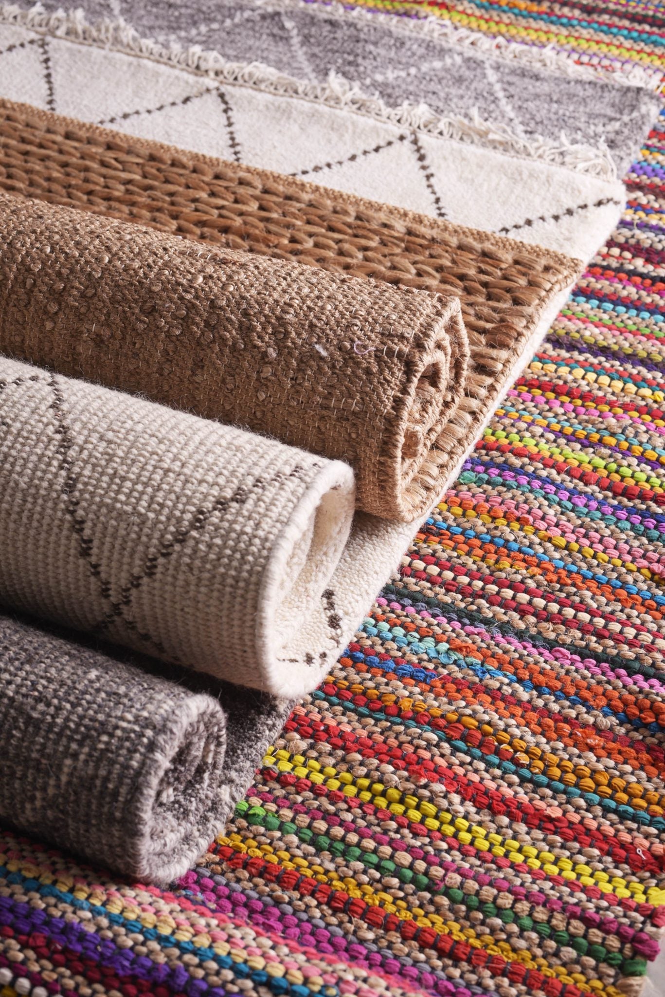 Handwoven Multicolour Chindi Jute Rug – Vibrant Boho Décor