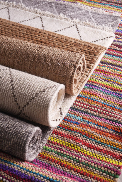 Handwoven Multicolour Chindi Jute Rug – Vibrant Boho Décor