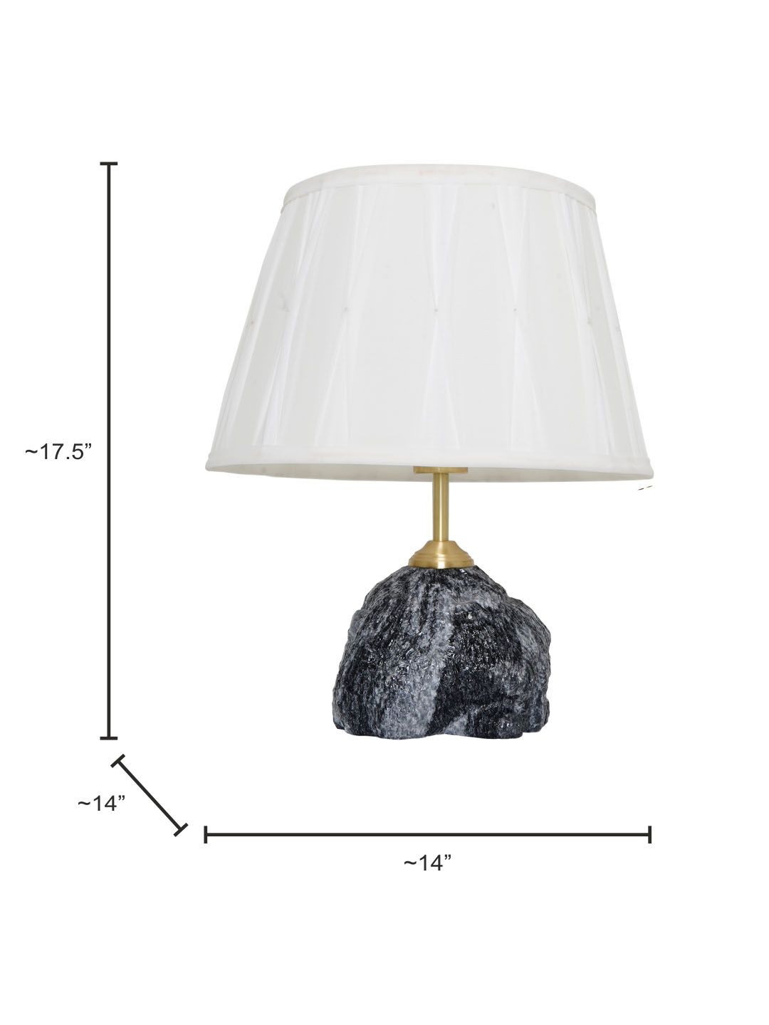 Elegant Raw Black Marble Table Lamp with Pleated Fabric Shade for Home