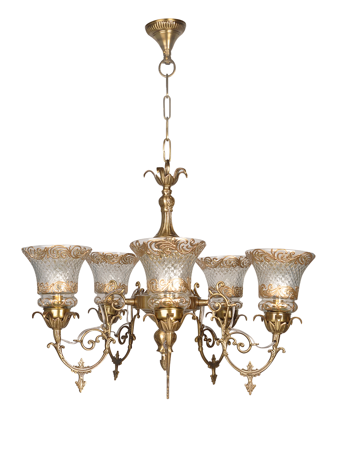 Brass Antique 5-Light Chandelier – 66 cm
