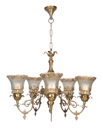 Brass Antique 5-Light Chandelier – 66 cm