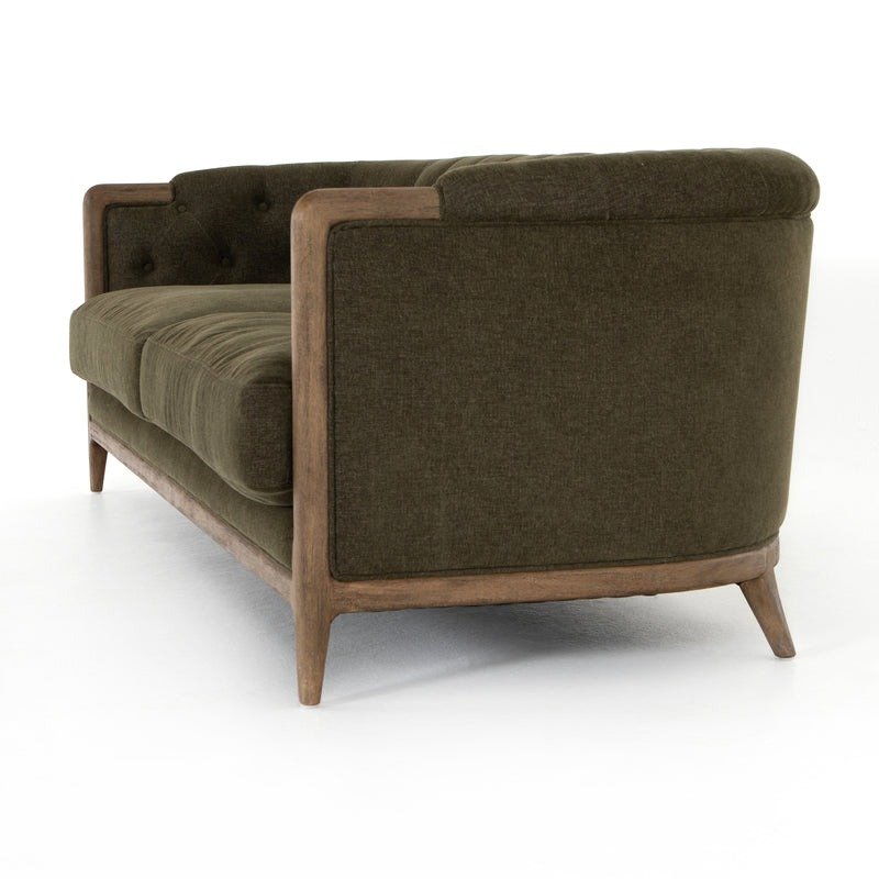 Emilio Olive Performance Fabric Cushion Sofa with Solid Wood Frame