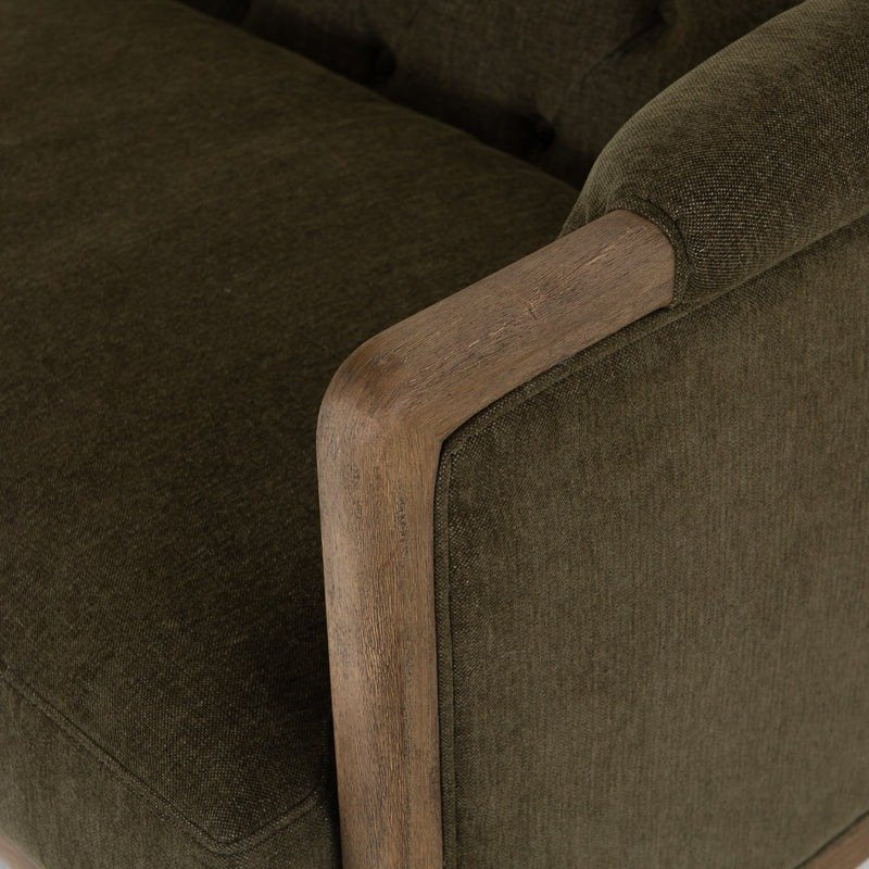 Emilio Olive Performance Fabric Cushion Sofa with Solid Wood Frame