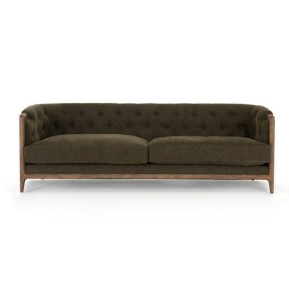 Emilio Olive Performance Fabric Cushion Sofa with Solid Wood Frame