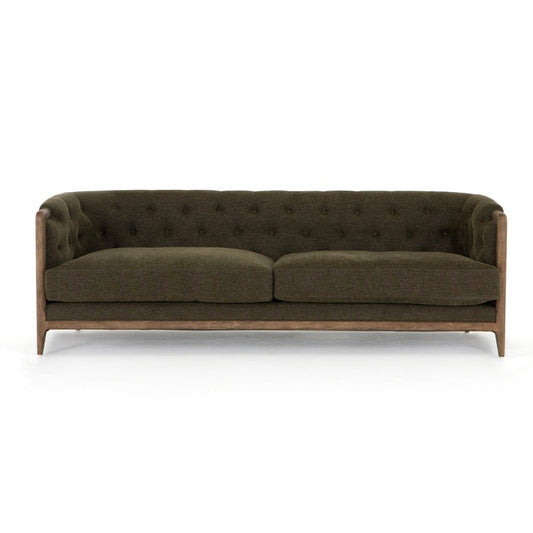 Emilio Olive Performance Fabric Cushion Sofa with Solid Wood Frame