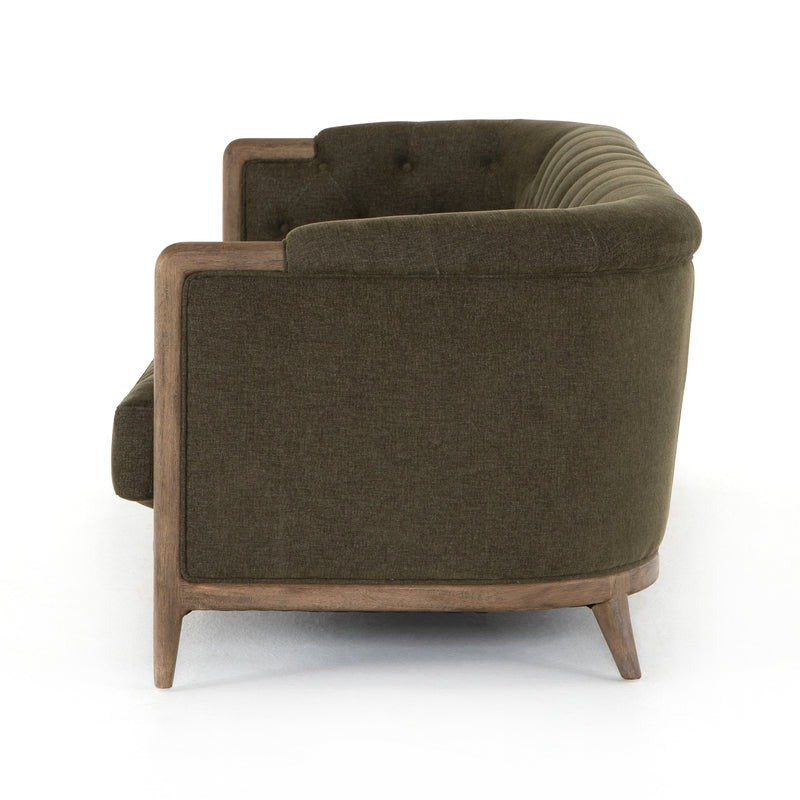 Emilio Olive Performance Fabric Cushion Sofa with Solid Wood Frame