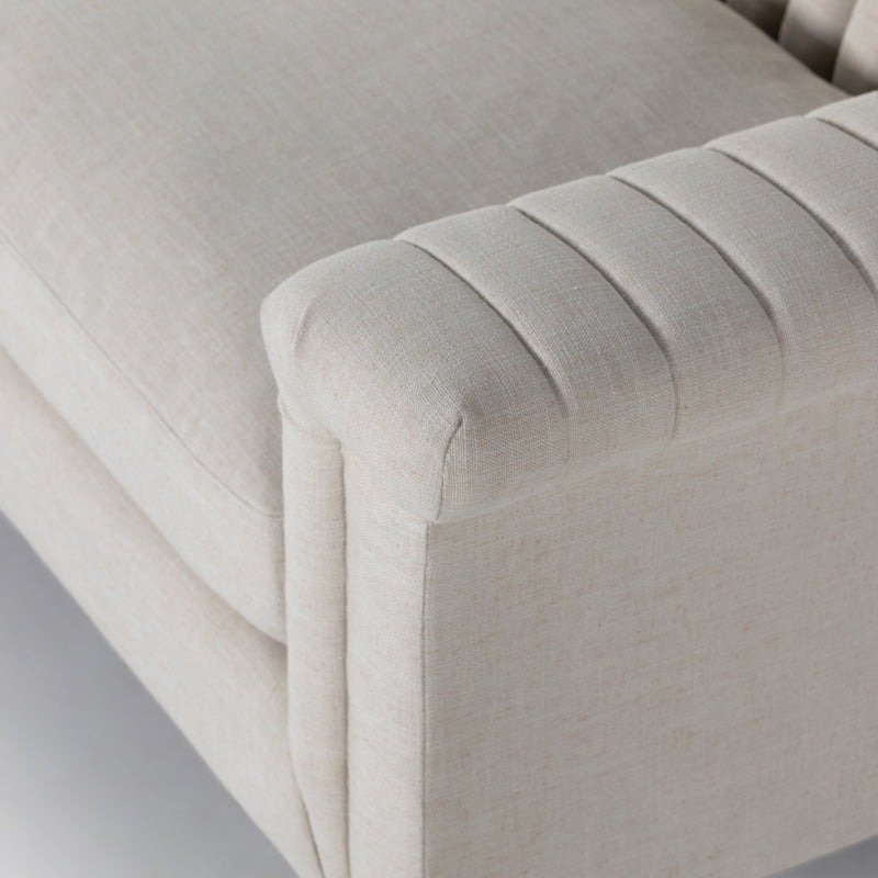 Watts Cushion Sofa Premium Solid Wood Iron Frame Ivory Upholstery