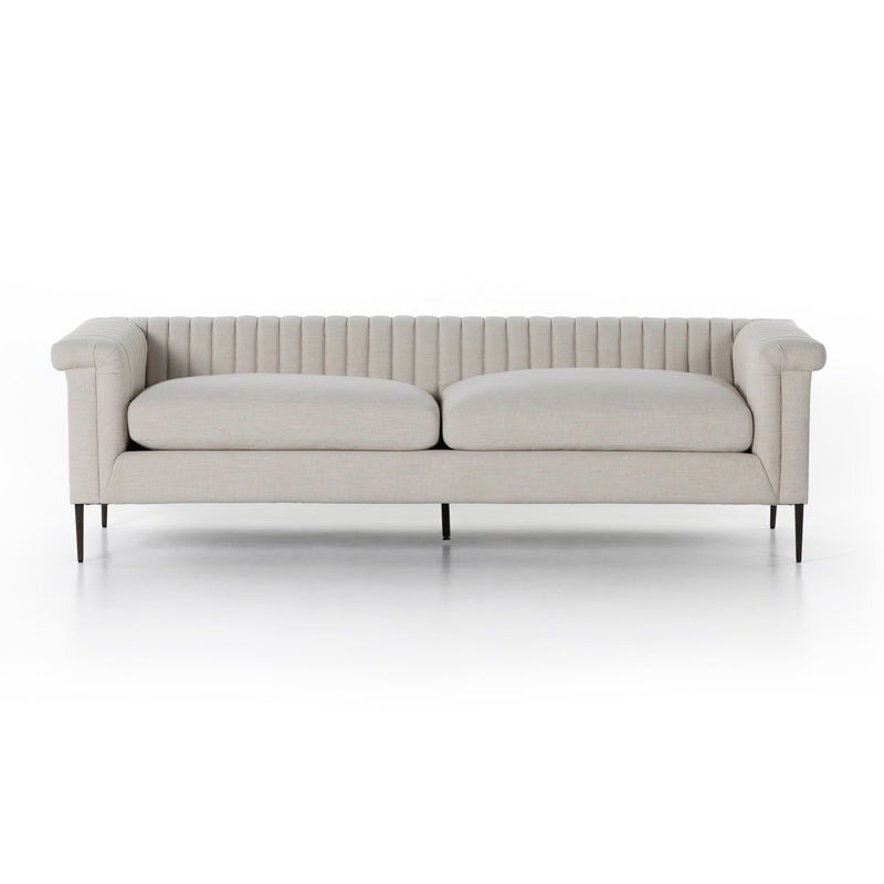 Watts Cushion Sofa Premium Solid Wood Iron Frame Ivory Upholstery