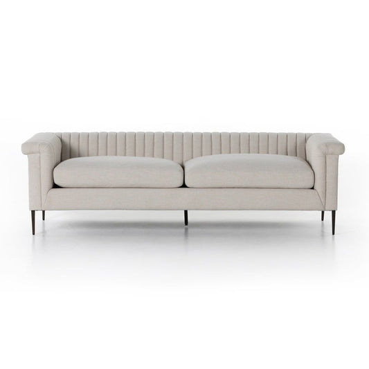 Watts Cushion Sofa Premium Solid Wood Iron Frame Ivory Upholstery