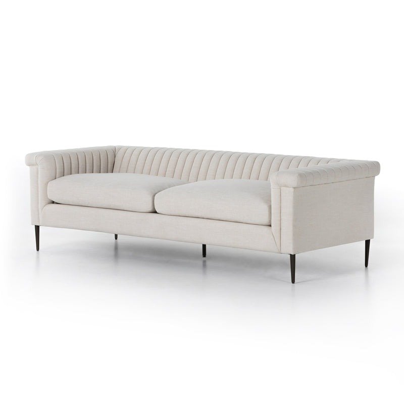 Watts Cushion Sofa Premium Solid Wood Iron Frame Ivory Upholstery