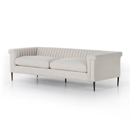 Watts Cushion Sofa Premium Solid Wood Iron Frame Ivory Upholstery